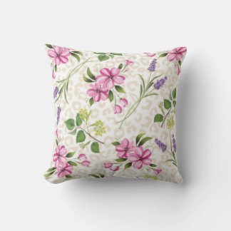  Chic Leopard Print and Pink Floral Botanical Throw Pillow