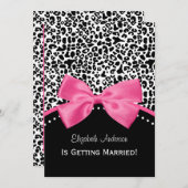 Chic Leopard Print Bridal Shower With Pink Ribbon Invitation (Front/Back)