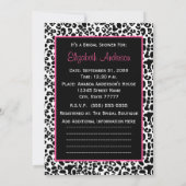 Chic Leopard Print Bridal Shower With Pink Ribbon Invitation (Back)