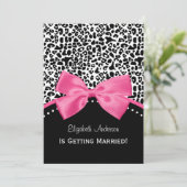 Chic Leopard Print Bridal Shower With Pink Ribbon Invitation (Standing Front)