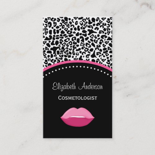 Chic Leopard Print Cosmetology and Beauty Salon Business Cards