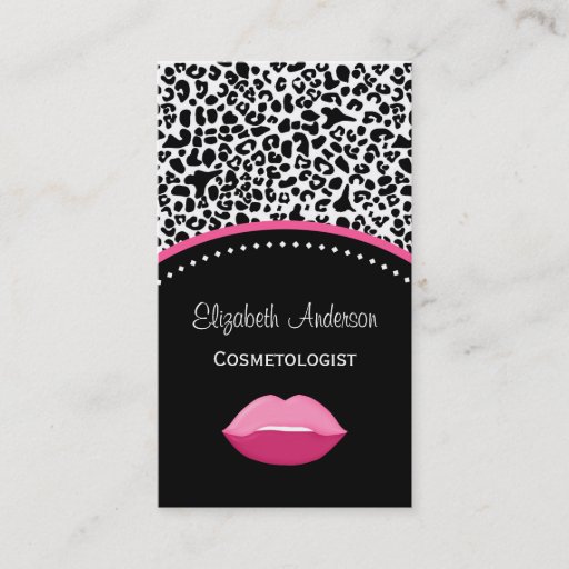 Customizable Chic Leopard Print Cosmetology and Beauty Salon Business Cards
