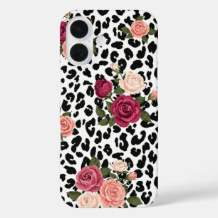 Chic Leopard Print Floral Phone Case with Roses
