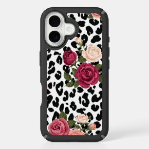 Chic Leopard Print Floral Phone Case with Roses