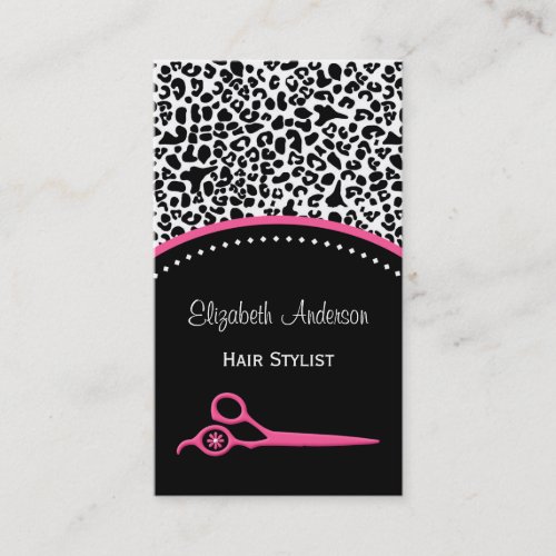 Chic Leopard Print Hair Stylist and Beauty Salon Business Card Templates