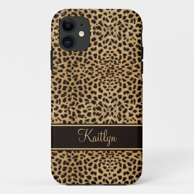Chic Leopard Print Monogram Case-Mate iPhone Case (Back)