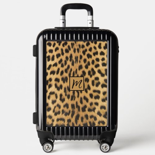 Chic Leopard Print Monogrammed Luggage