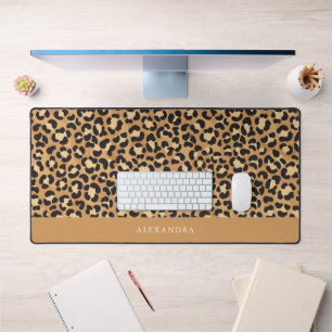 Chic Leopard Print Personalized  Desk Mat