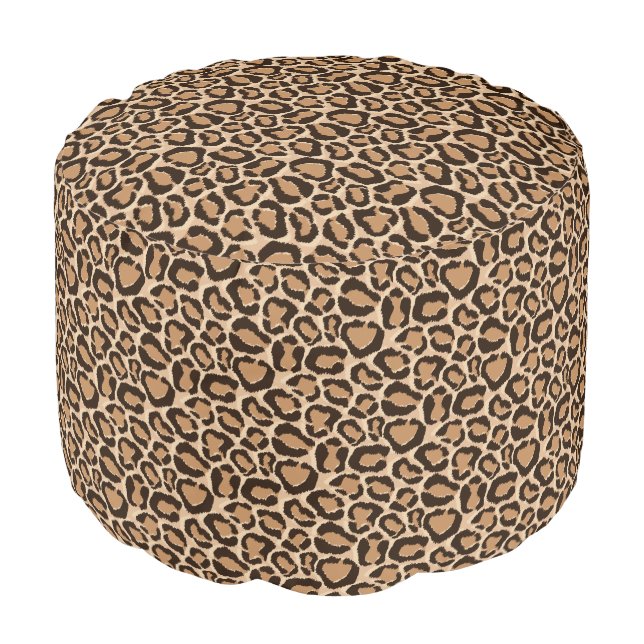 Chic Leopard Print Pouf (Angled Front)