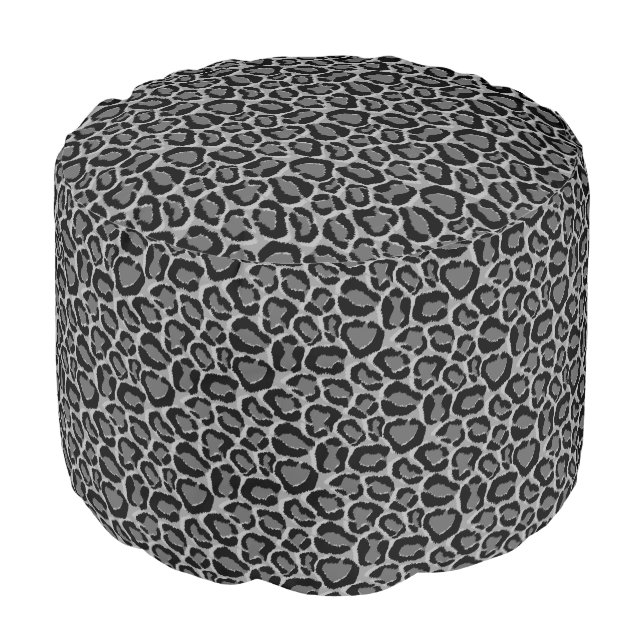 Chic Leopard Print Pouf (Angled Front)