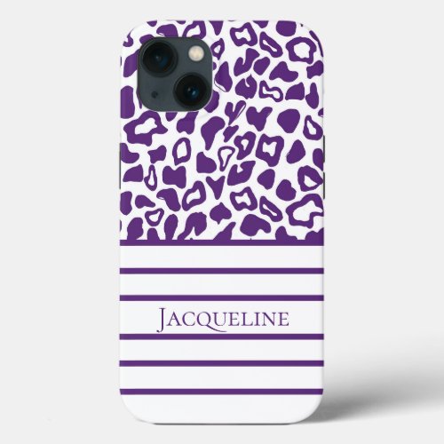Chic Leopard Print Purple White  iPhone 13 Case