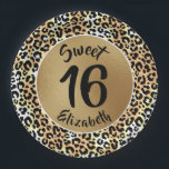 Chic Leopard Print Sweet 16 Birthday Paper Plates<br><div class="desc">Chic gold faux foil design over a stylish leopard print pattern and Sweet 16 with your name on elegant paper plates. MATCHING invitations and more items in our collection.</div>