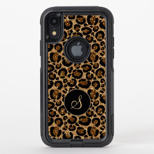 Chic leopard print with gold glitters OtterBox iPhone case