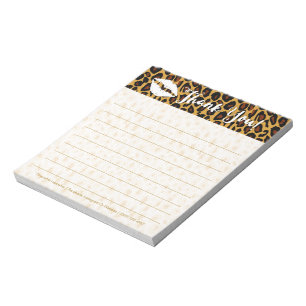 Chic Leopard Print with Lips Thank You Notepad