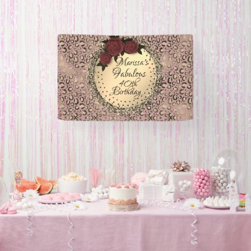 Chic Leopard Rose Fabulous 40th Birthday    Banner