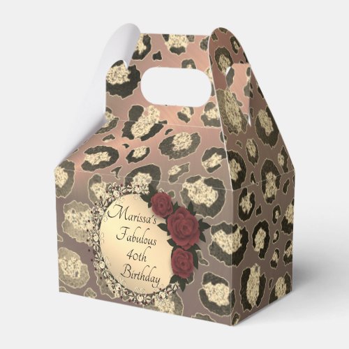 Chic Leopard Rose Fabulous 40th Birthday    Favor Boxes