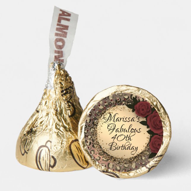 Chic Leopard Rose Fabulous 40th Birthday      Hershey®'s Kisses® (Front)