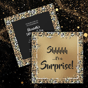 Chic Leopard Surprise 50th Birthday Party  Invitation