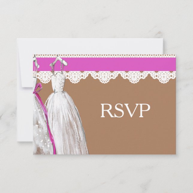 Chic Lesbian Gay Wedding RSVP Two Brides Card (Front)