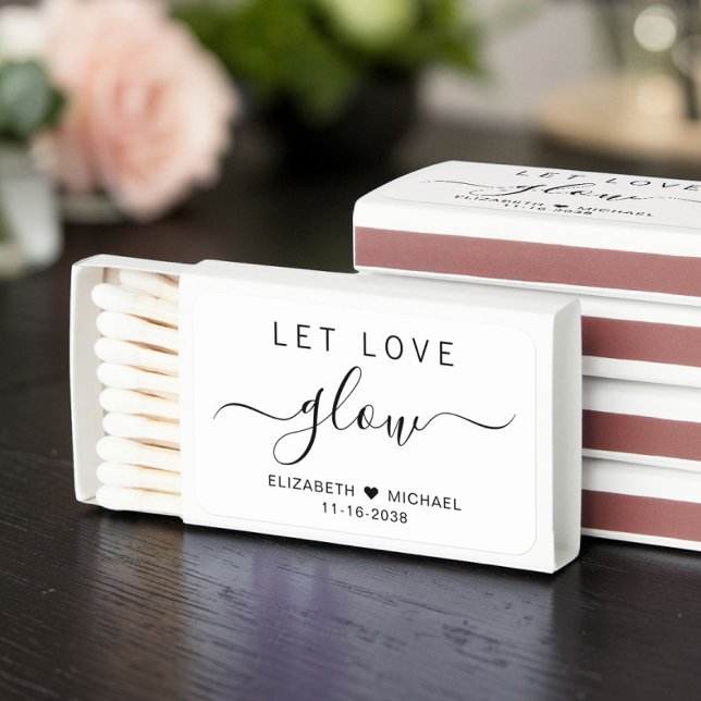 Chic Let Love Glow Wedding Matchboxes (Chic Let Love Glow Wedding Matchboxes)