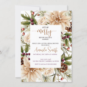 Chic let's merry christmas bridal shower invitation