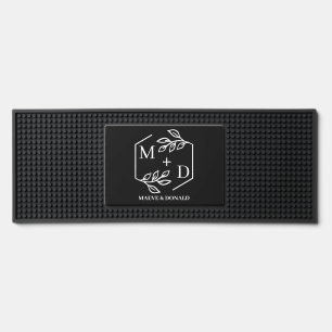 Chic Letter & Names Monogram Wreath Wedding Bar Mat