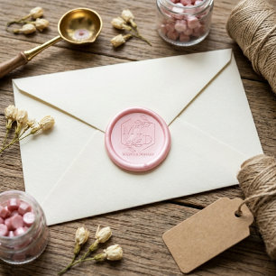 Chic Letter & Names Monogram Wreath Wedding Wax Seal Sticker