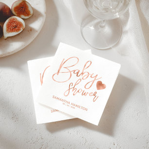 Chic Lettered Rose Gold Foil Blush Baby Shower Napkins