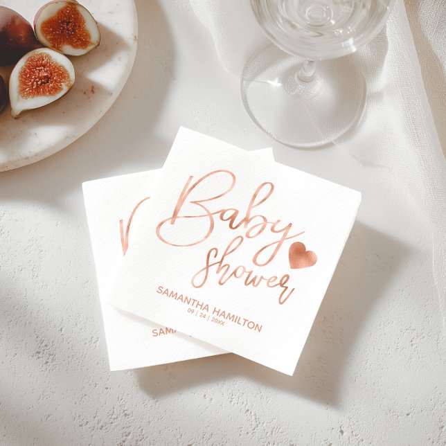 Chic Lettered Rose Gold Foil Blush Baby Shower Napkins (Creator Uploaded)