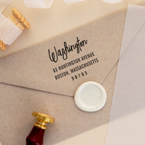 Chic Lettering Custom Family Name  Return Address Rubber Stamp