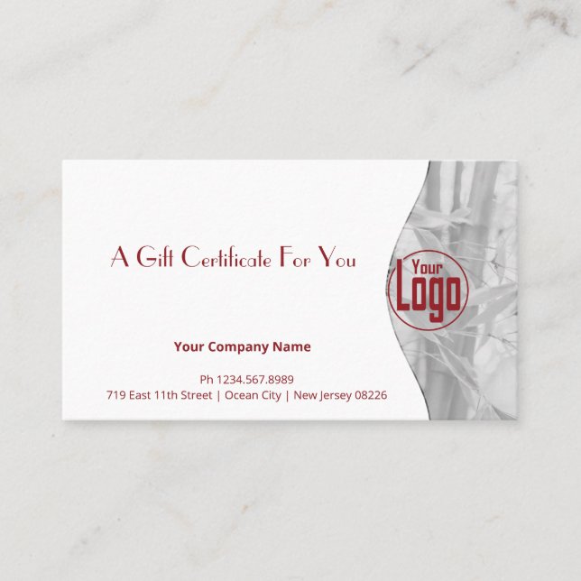 Chic Life Coach QR Code Image Gift Certificate (Front)