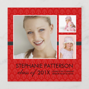 Chic Lifetime 3 Photo Graduation Announcement