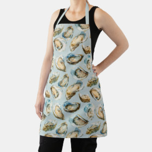 Chic light blue oysters pattern apron