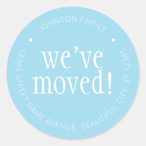 Chic Light Blue Weve Moved Chic New Address Label