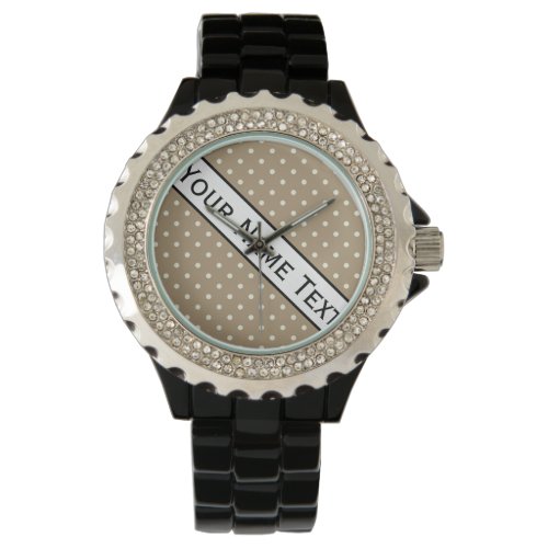 Chic Light Brown and White Polka Dot Customizable Watch