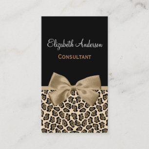 Chic Light Brown Jaguar Boutique Stylish Sand Bow Business Card