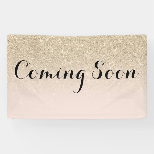 Chic light gold glitter blush pink coming soon banner