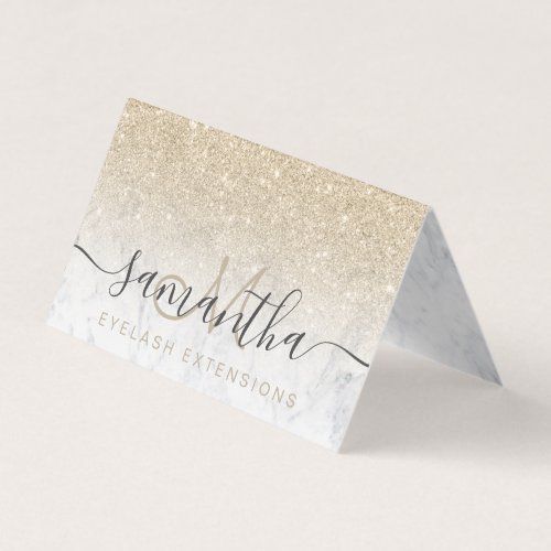 chic light gold glitter ombre marble eye aftercare business card