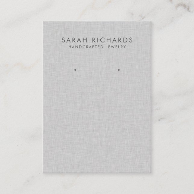 Chic Light Gray Minimalist Jewelry Earring Display Business Card (Front)