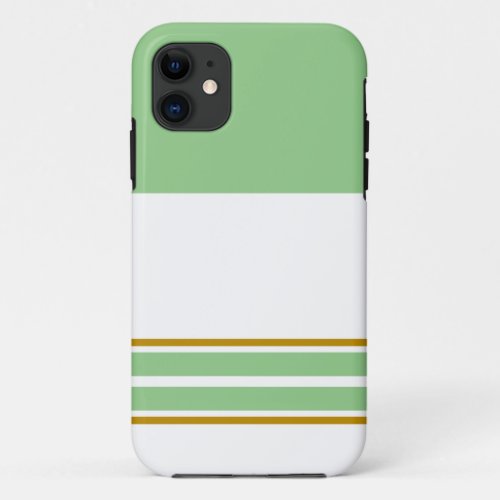 Chic Light Green Top Cap Double Racing Stripes iPhone 11 Case