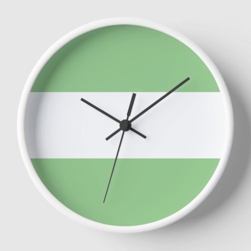 Chic Light Green White Wide Bold Nautical Stripes  Clock