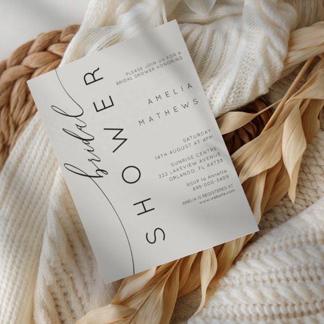 Chic Light Grey & Elegant Tyography Bridal Shower Invitation (Creator Uploaded)