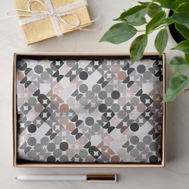 Chic Light Mauve Taupe Beige Gray Circles Pattern Tissue Paper (Gift)
