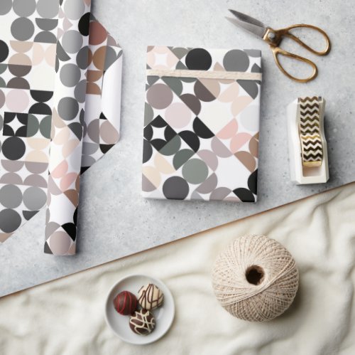 Chic Light Mauve Taupe Beige Gray Circles Pattern Wrapping Paper