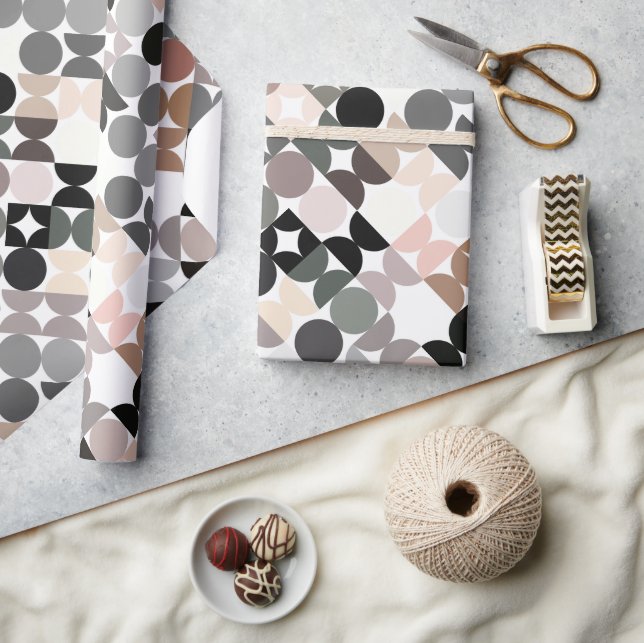Chic Light Mauve Taupe Beige Gray Circles Pattern Wrapping Paper (Crafts)
