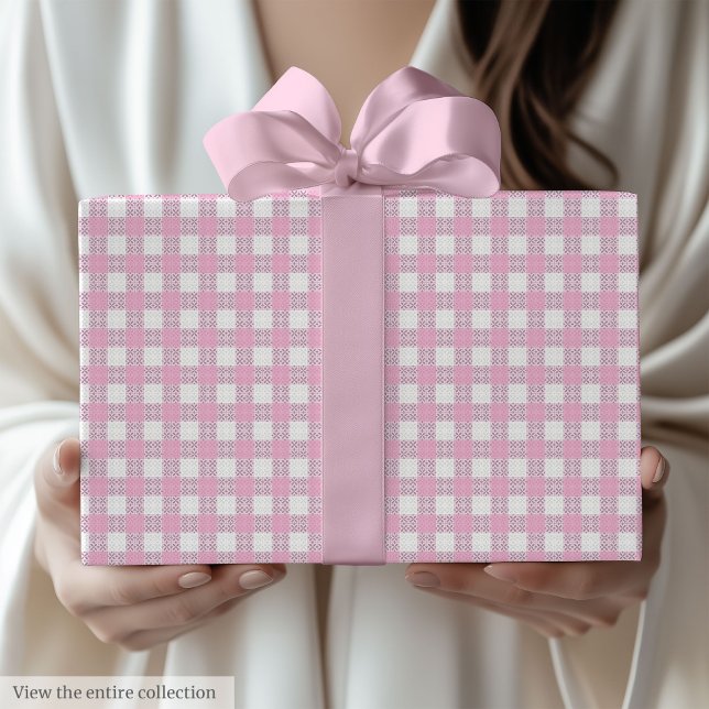 Chic Light Pink Checkered 60th Birthday Gift Wrap (Chic Light Pink Checkered 60th Birthday Gift Wrap)