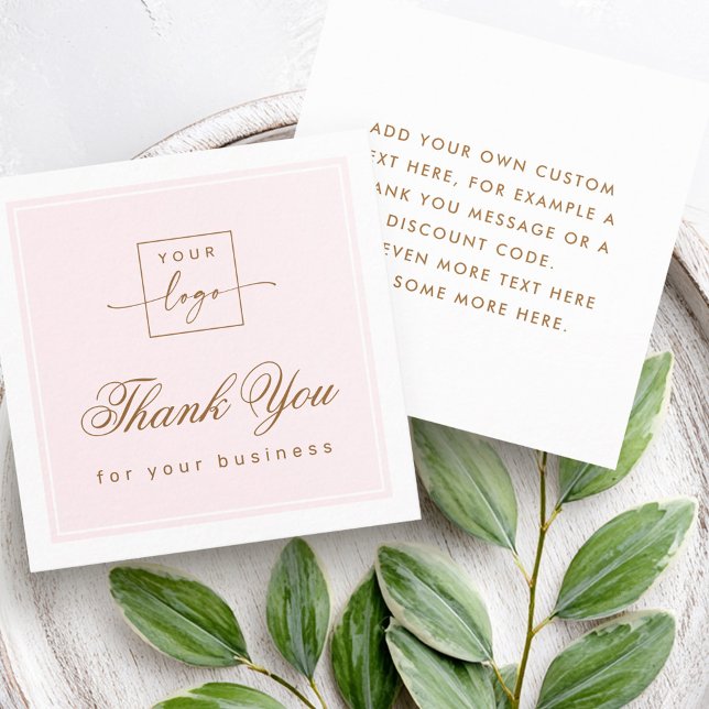 Chic light pink custom logo thank you card (Chic light pink custom logo thank you card)