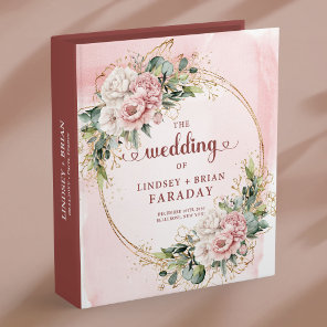 Chic Light Pink Floral Wedding Memory Album 3 Ring Binder