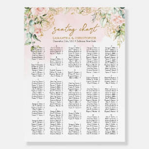 Chic light pink roses Alphabetical Seating Chart Foam Board