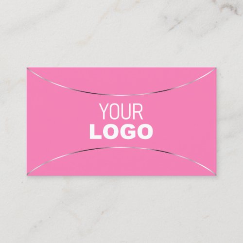 Chic Light Pink with Silver Decor and Logo Simply Business Card